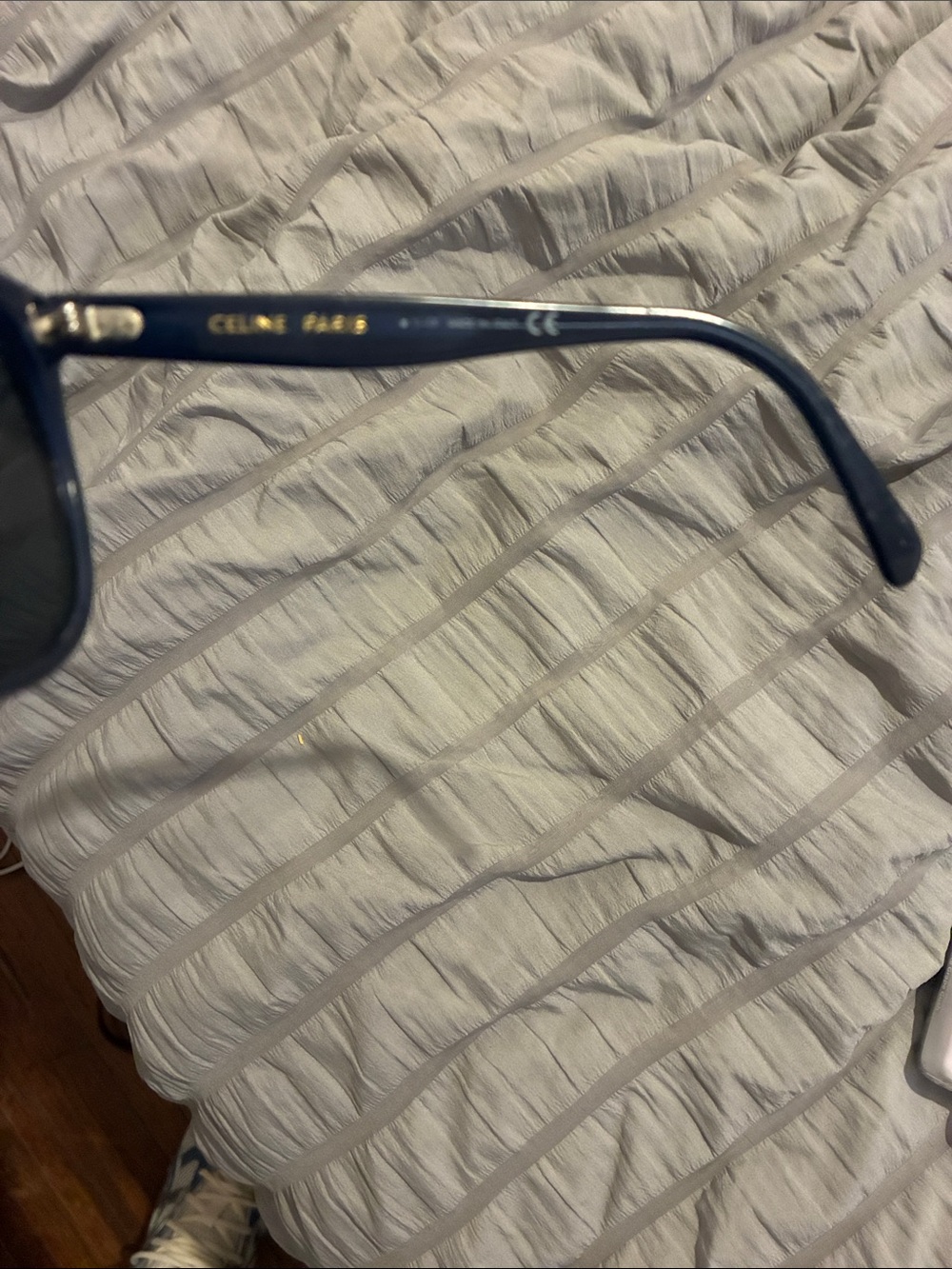 Celine Navy Blue Round Sunglasses with Gold Logo - Picture 2 of 4